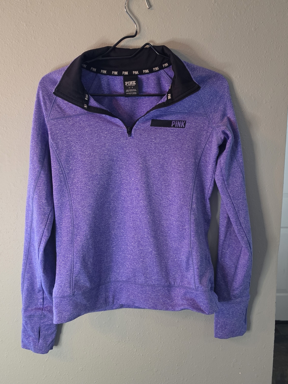 PINK Purple/Blue Quarter‑Zip Pullover S